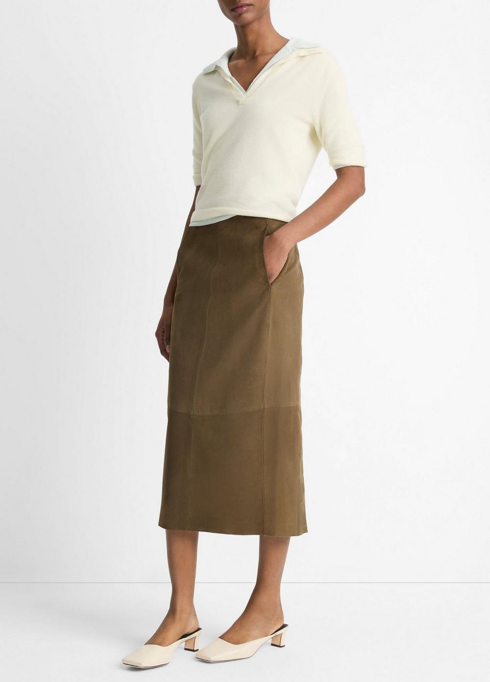 Suede Slim Midi Skirt Product Image