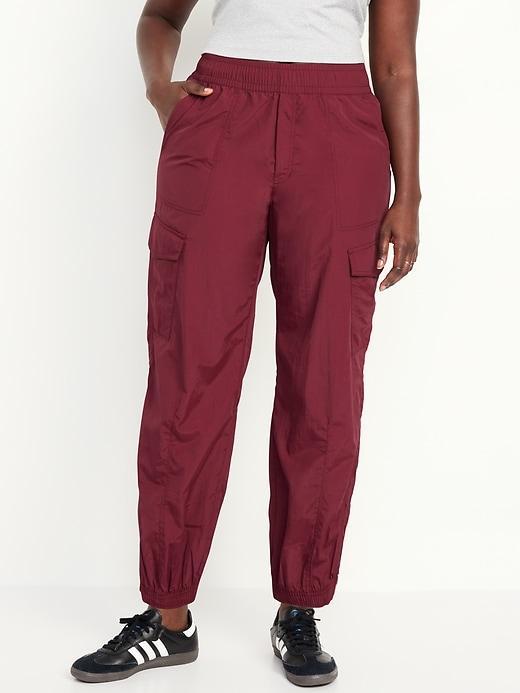 High-Waisted Ankle-Zip Cargo Joggers Product Image