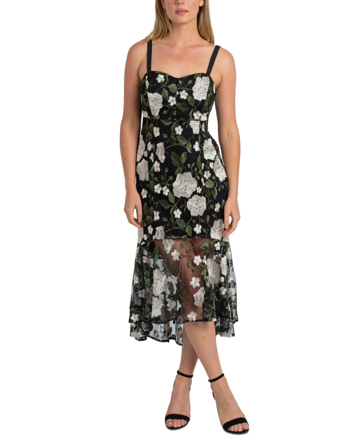 Sam Edelman Womens Floral Embroidered High-Low Dress - White Product Image