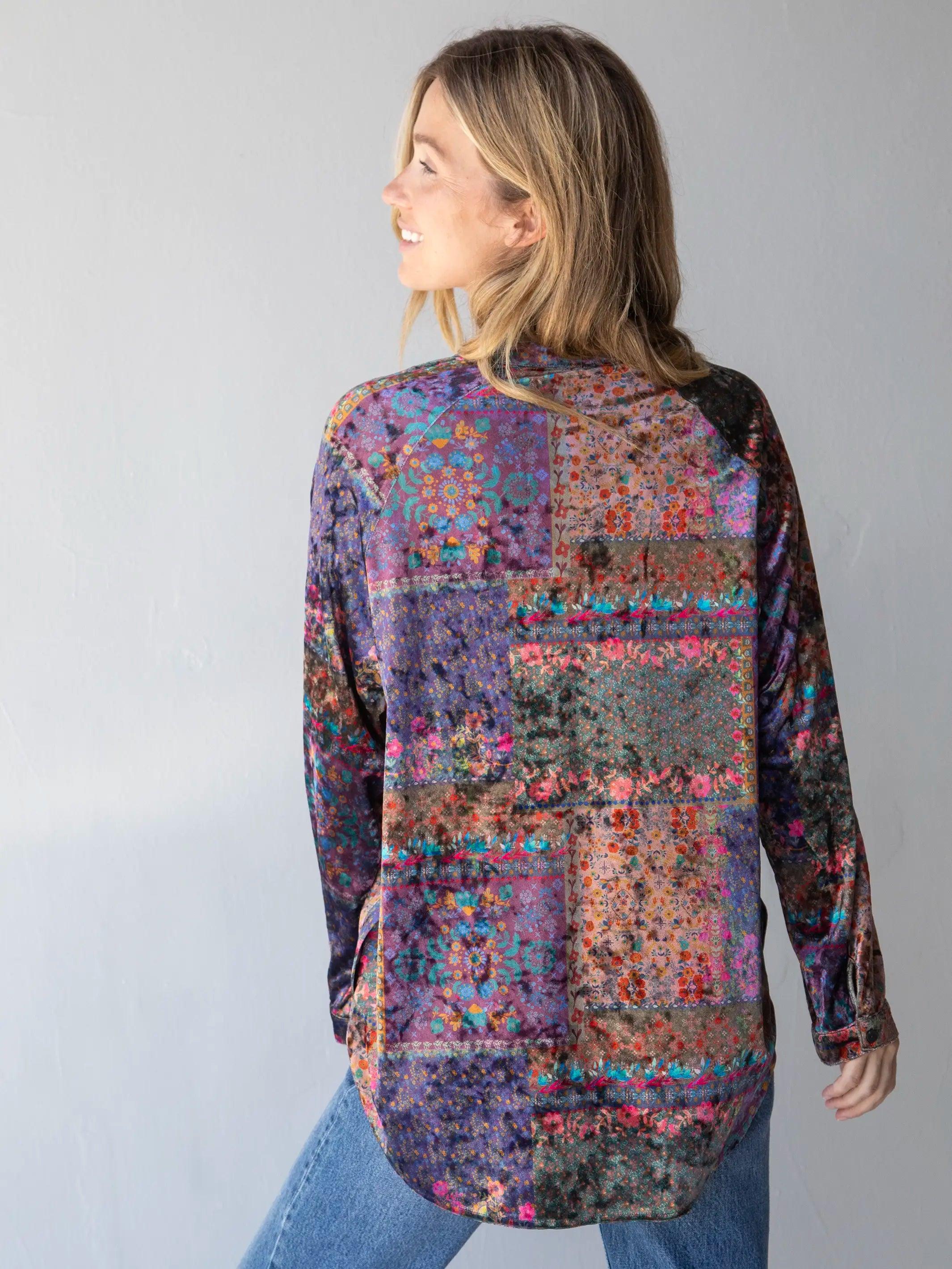 Laid Back Velvet Button Down - Vintage Patchwork Product Image