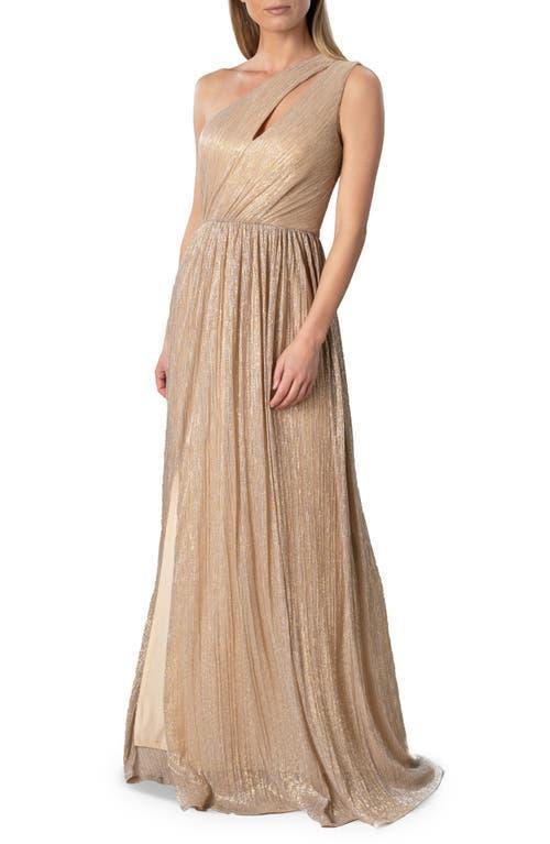 Dress the Population Kienna Shimmer Cutout Detail One-Shoulder Gown Product Image