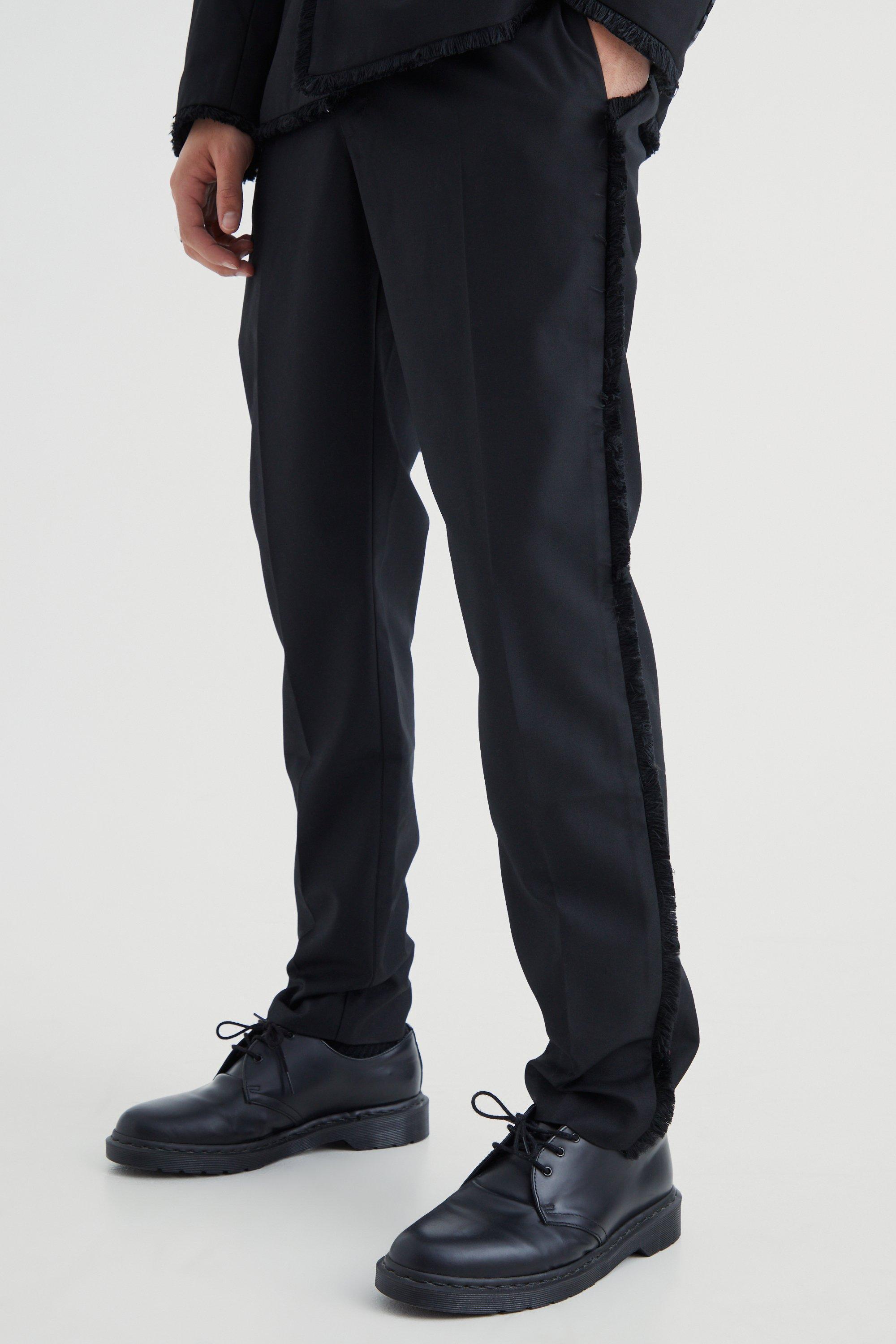 Slim Fit Smart Pants With Distressing | boohooMAN USA Product Image