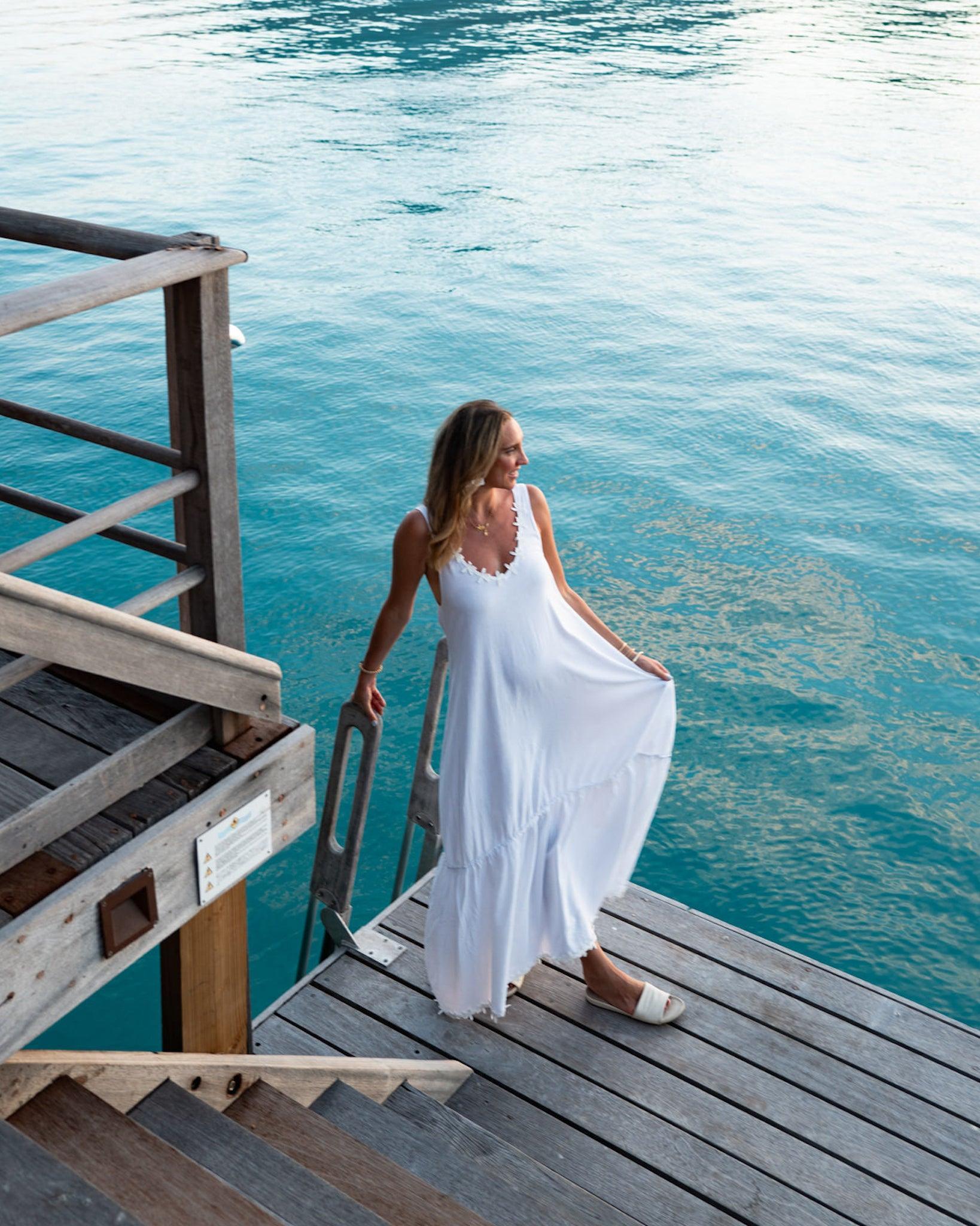 The Jetset - White Linen Vacation Dress Product Image