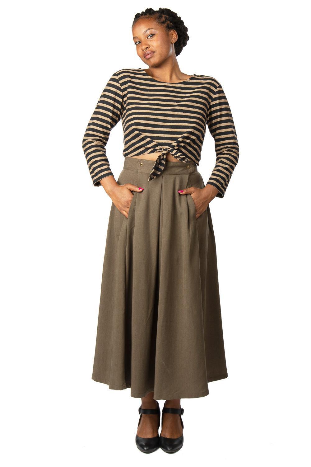 Rue Skirt in Olive Tencel Product Image