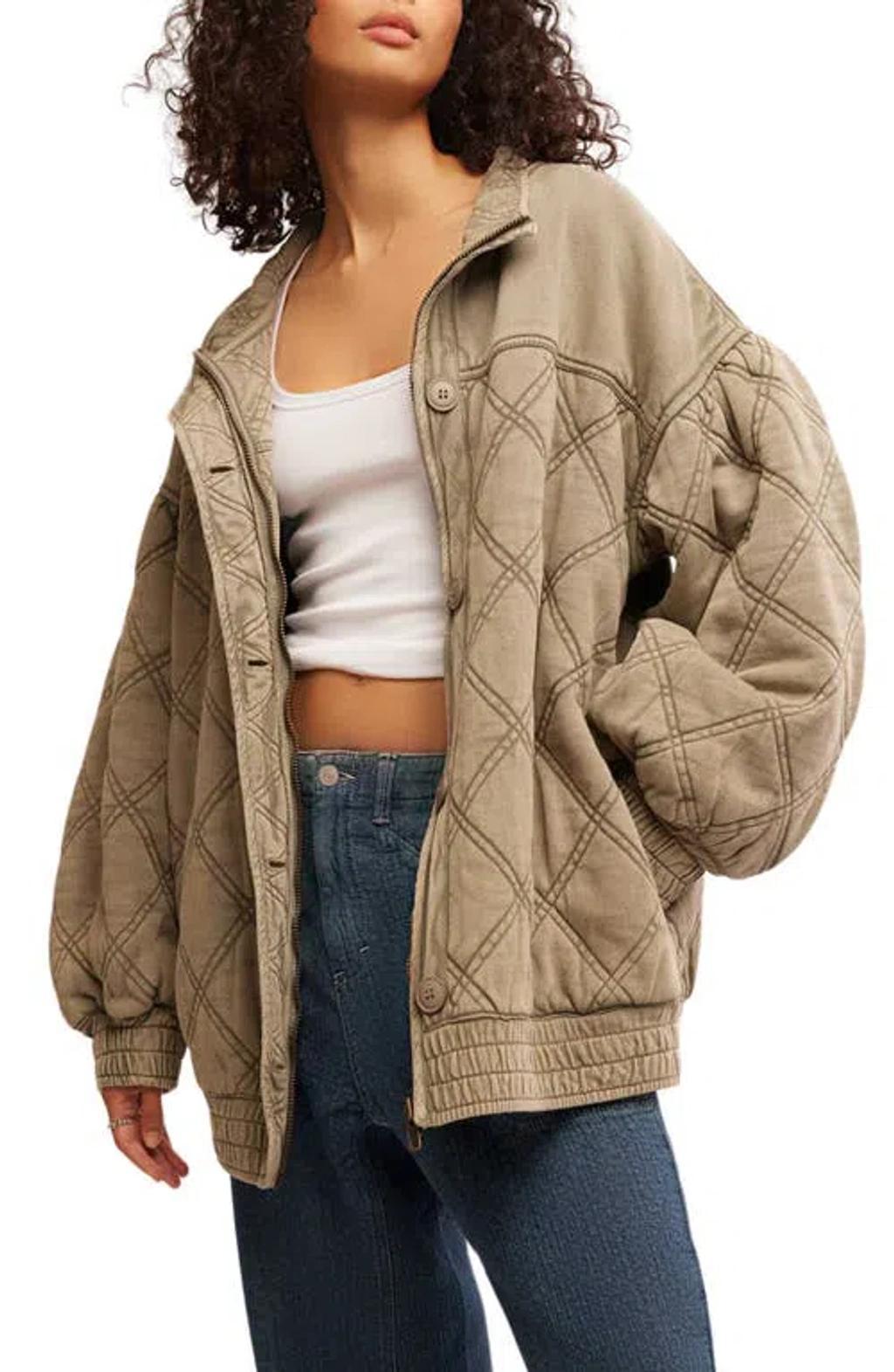 FREE PEOPLE Juno Quilted Cotton Jacket In Laurel Oak product image