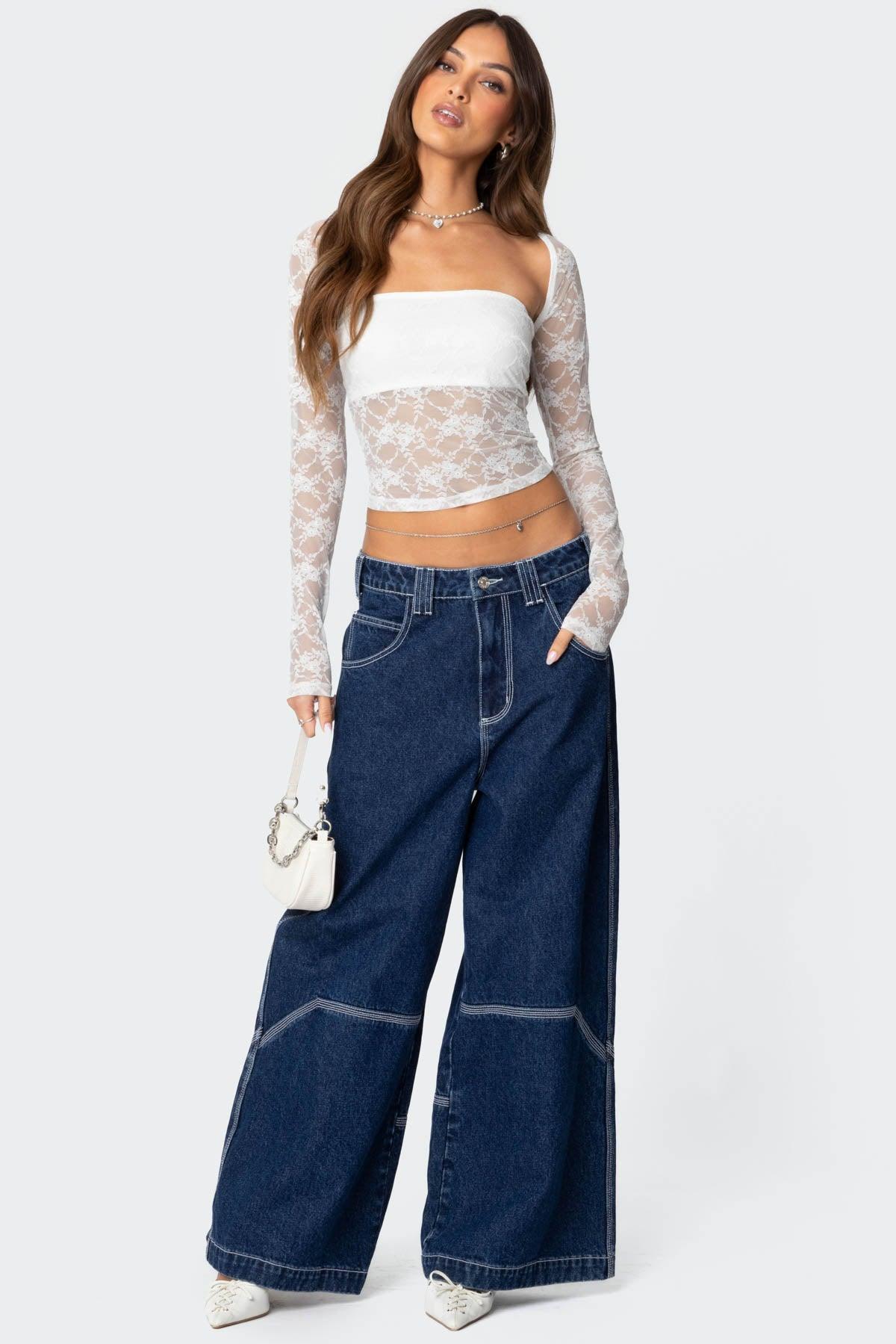 Addison Sheer Lace Two Piece Top Product Image