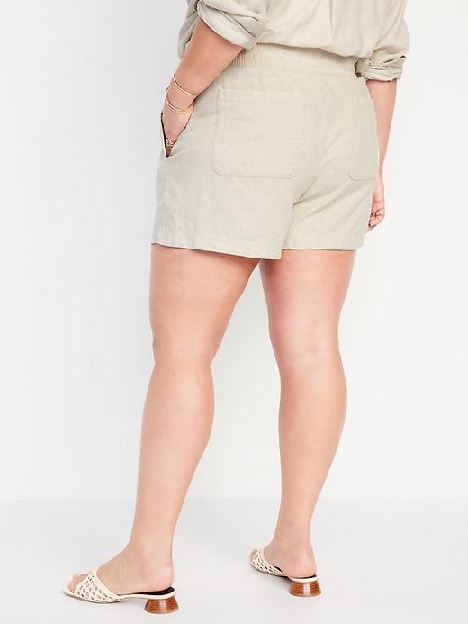 High-Waisted Linen-Blend Pull-On Shorts -- 3.5-inch inseam Product Image