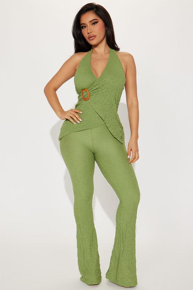 Breaking Routine Textured Pant Set  - Sage Product Image