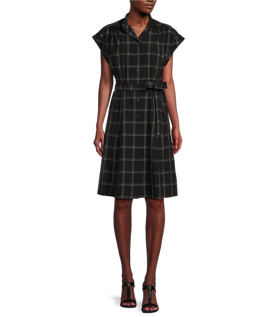 Calvin Klein Short Sleeve Collared Neck Tie Waist Dress Product Image