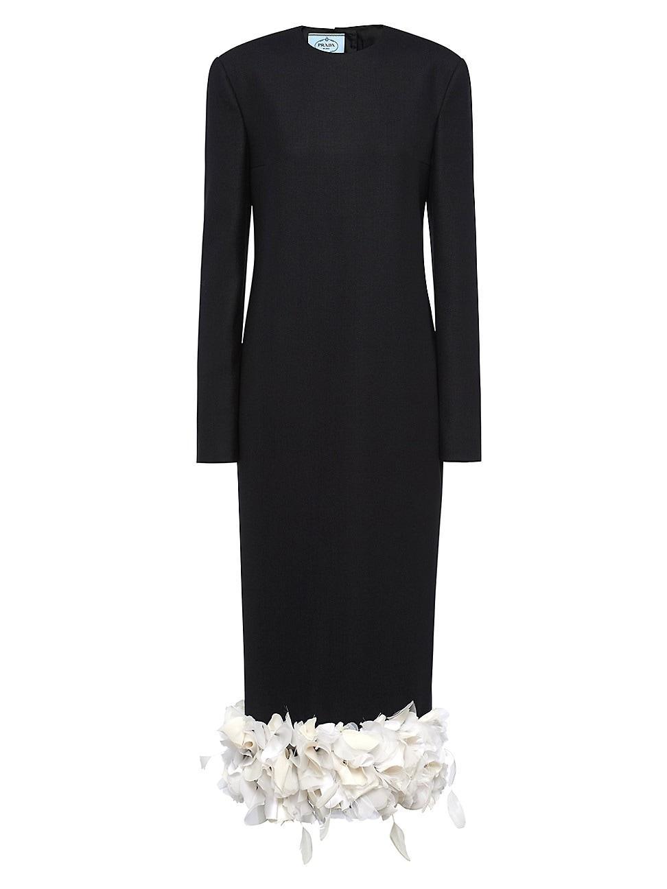 Womens Embroidered Wool Midi-Dress Product Image