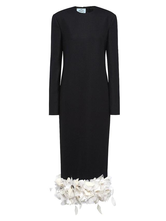 Womens Embroidered Wool Midi-Dress Product Image