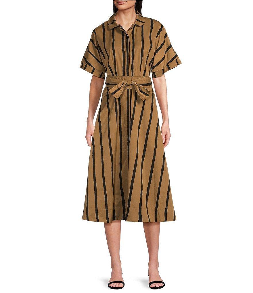 Buru Donna A-Line Striped Day Midi Dress Product Image