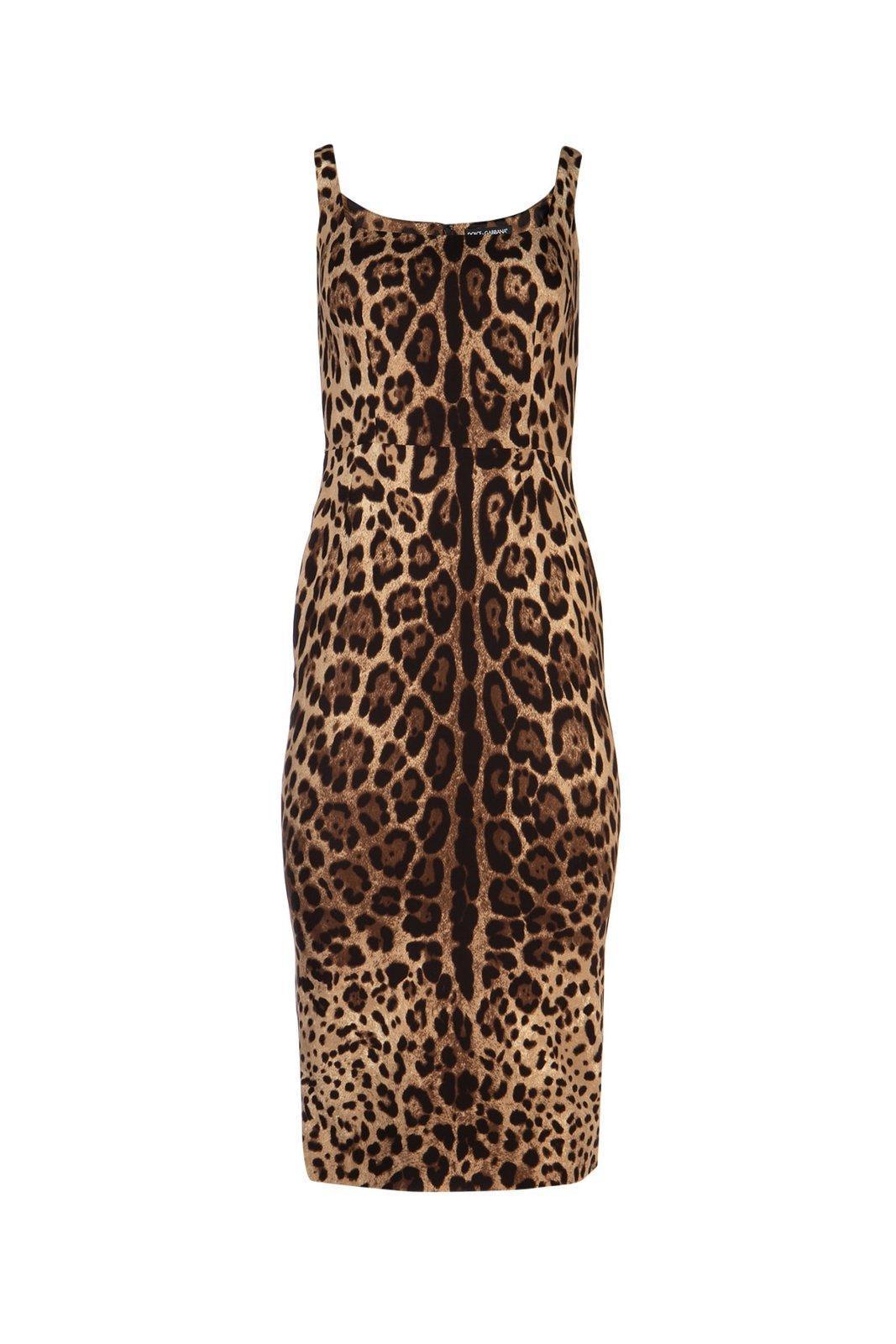 DOLCE & GABBANA Leopard-print Silk-blend Charmeuse Midi Dress In Leo New Product Image