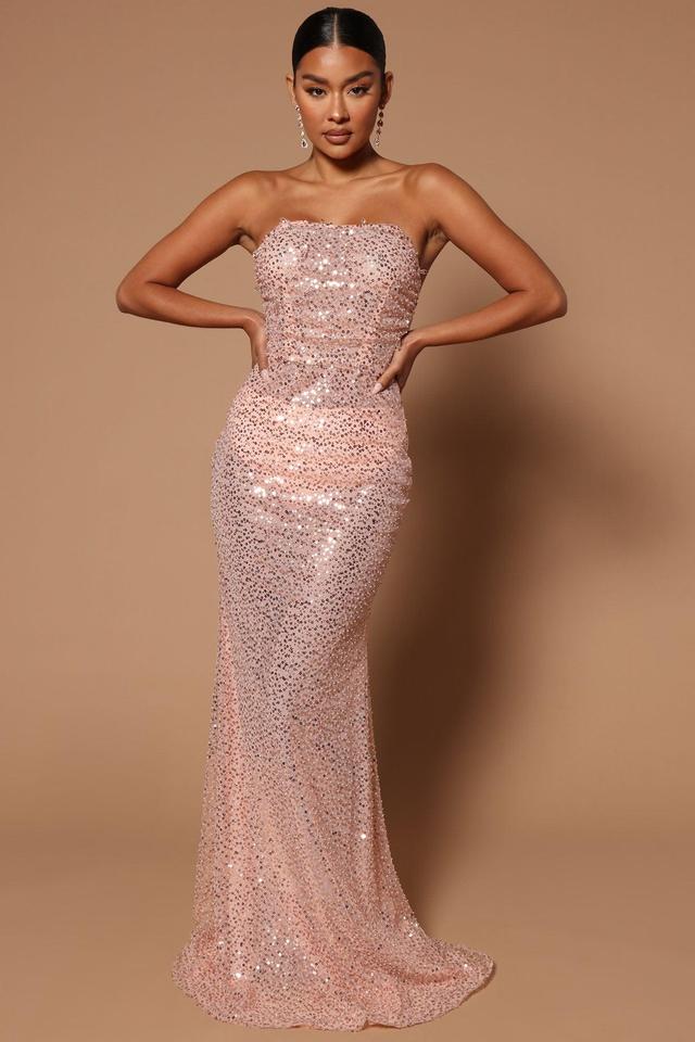 Leilani Sequin Mesh Maxi Dress - Peach Product Image