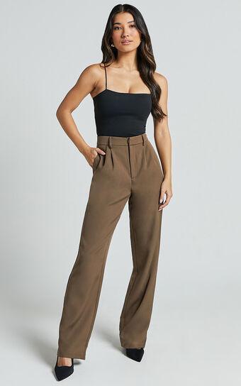 Lorcan Pants - High Waisted Tailored Pants in Olive Product Image