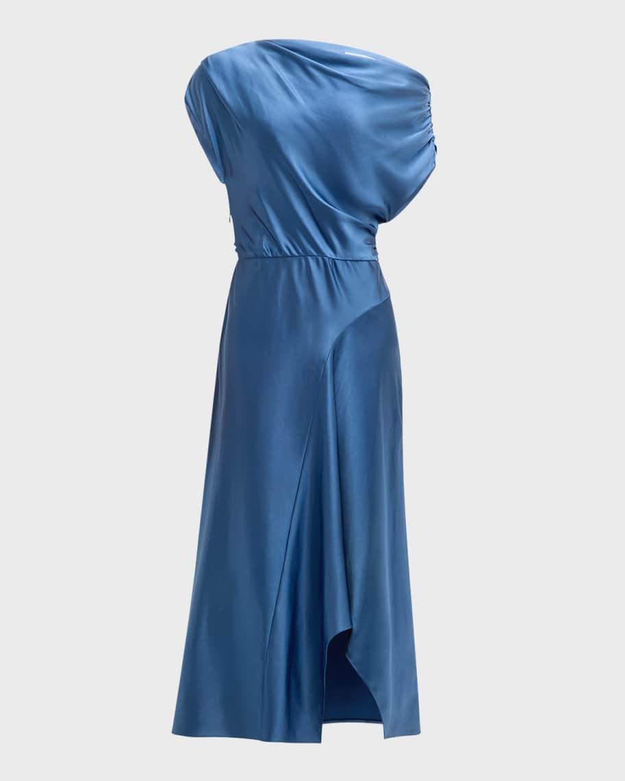 Jasmine Draped Satin Midi Dress Product Image