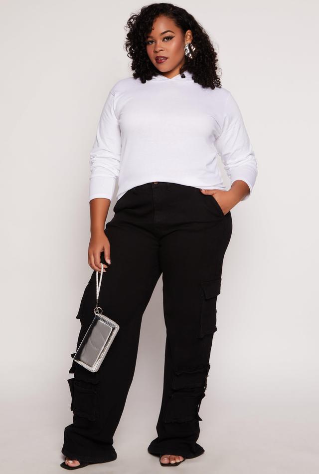 Womens Plus Size Daisy Wide Leg Cargo Jeans Product Image