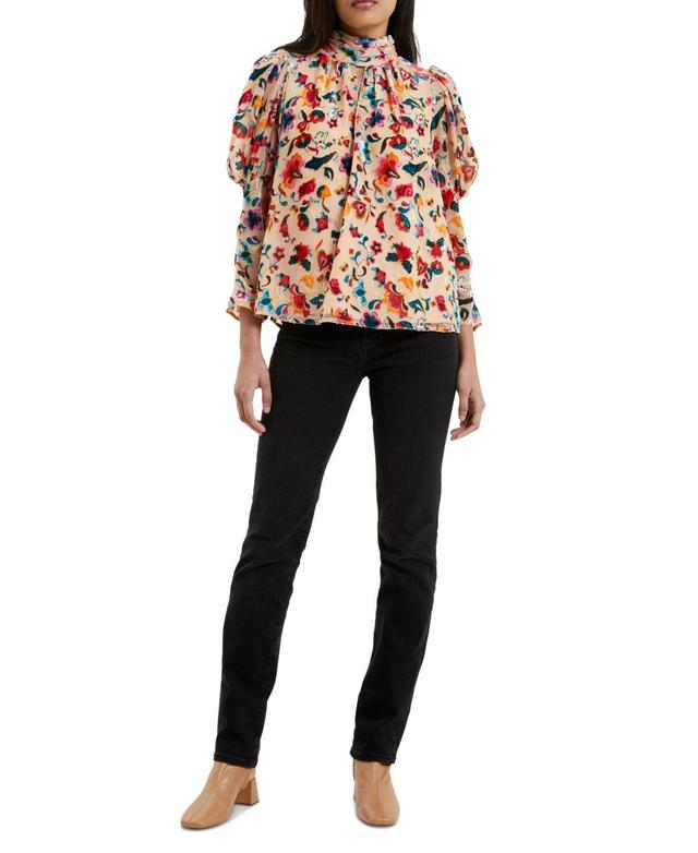 French Connection Womens Avery Burnout Puff-Sleeve Top Product Image