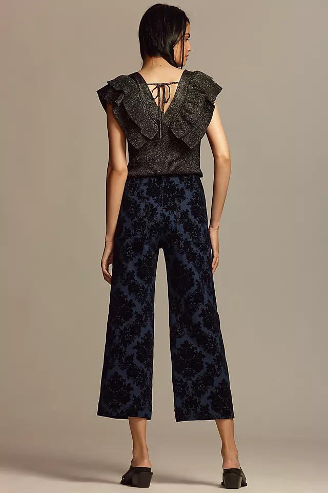 The Colette Cropped Wide-Leg Pants by Maeve: Floral Ponte Edition Product Image