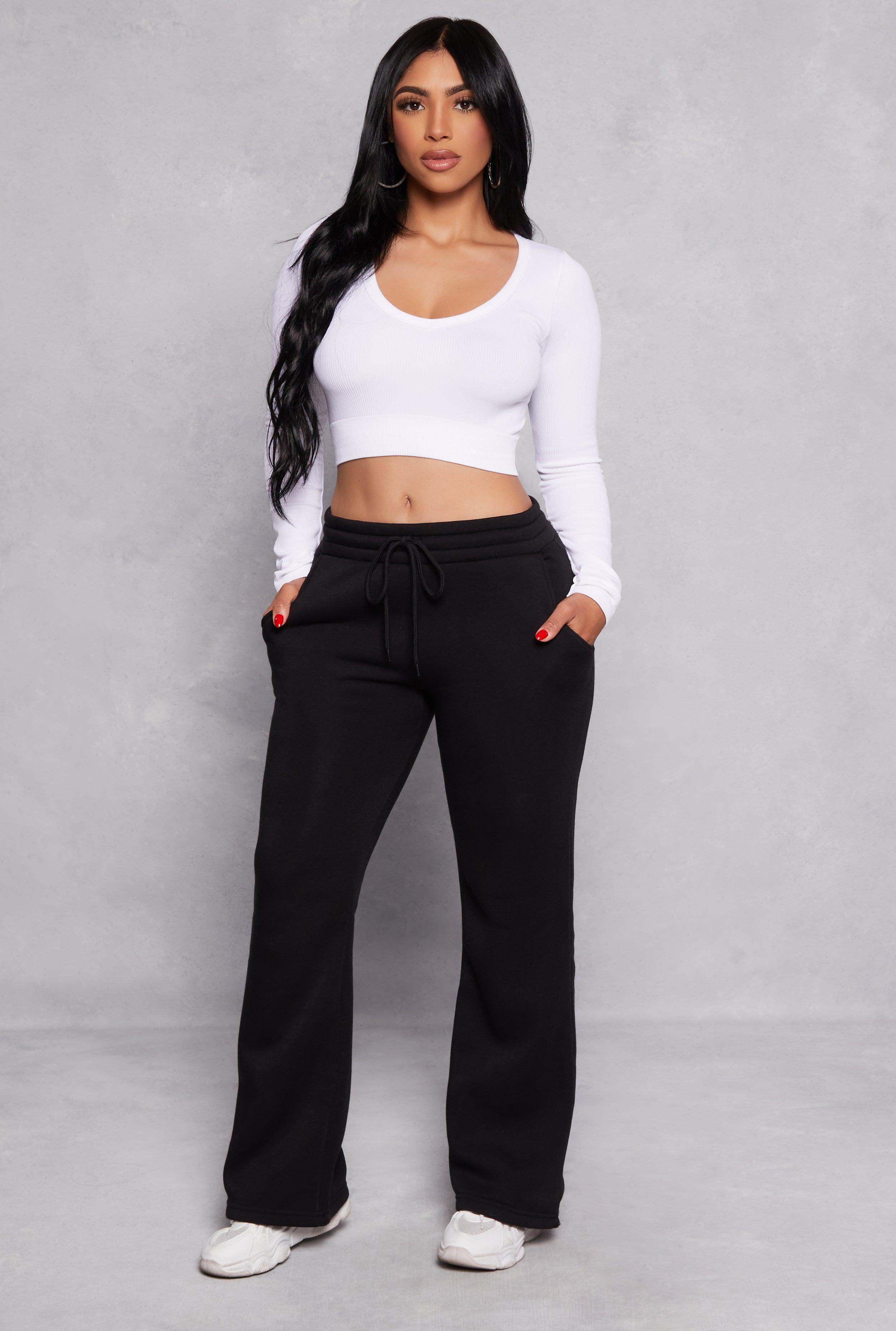 Womens Fleece Lined Boot Cut Sweatpants Product Image