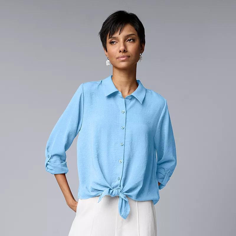 Womens Simply Vera Vera Wang Knot-Front Roll-Tab Shirt product image