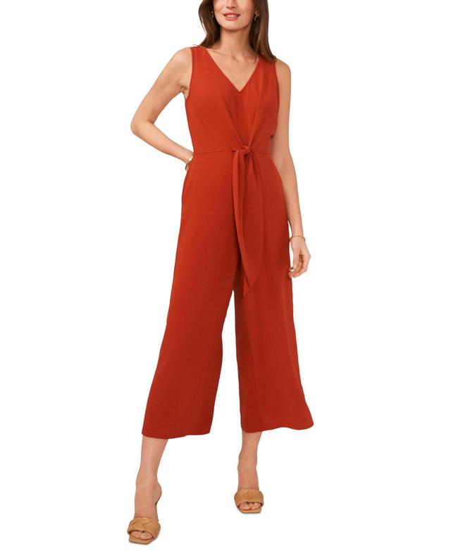 Vince Camuto Womens Sleeveless V-Neck Tie-Waist Jumpsuit Product Image