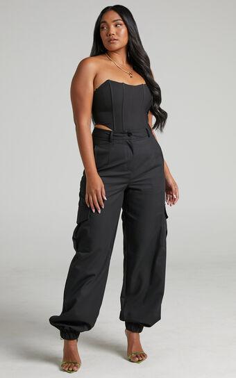 Xyriel - High Waisted Utility Style Cargo Pants in Black Product Image