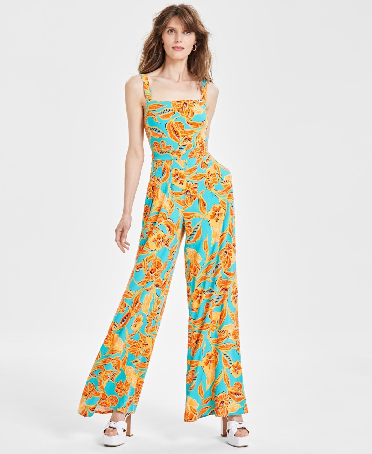 Women's Floral-Print Cutout Jumpsuit, Created for Macy's product image