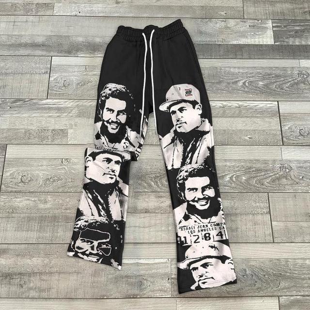 Unisex Men's Vintage Portrait Print Graphic Flared Sweatpants Product Image