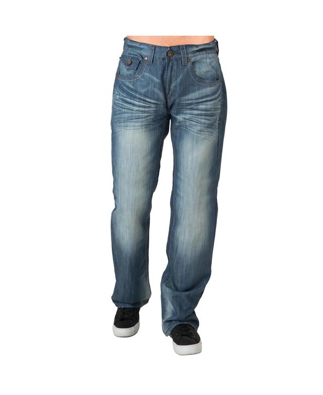 Level 7 Mens Midrise Relaxed Boot cut Premium Denim Jeans Vintage Like Wash Product Image