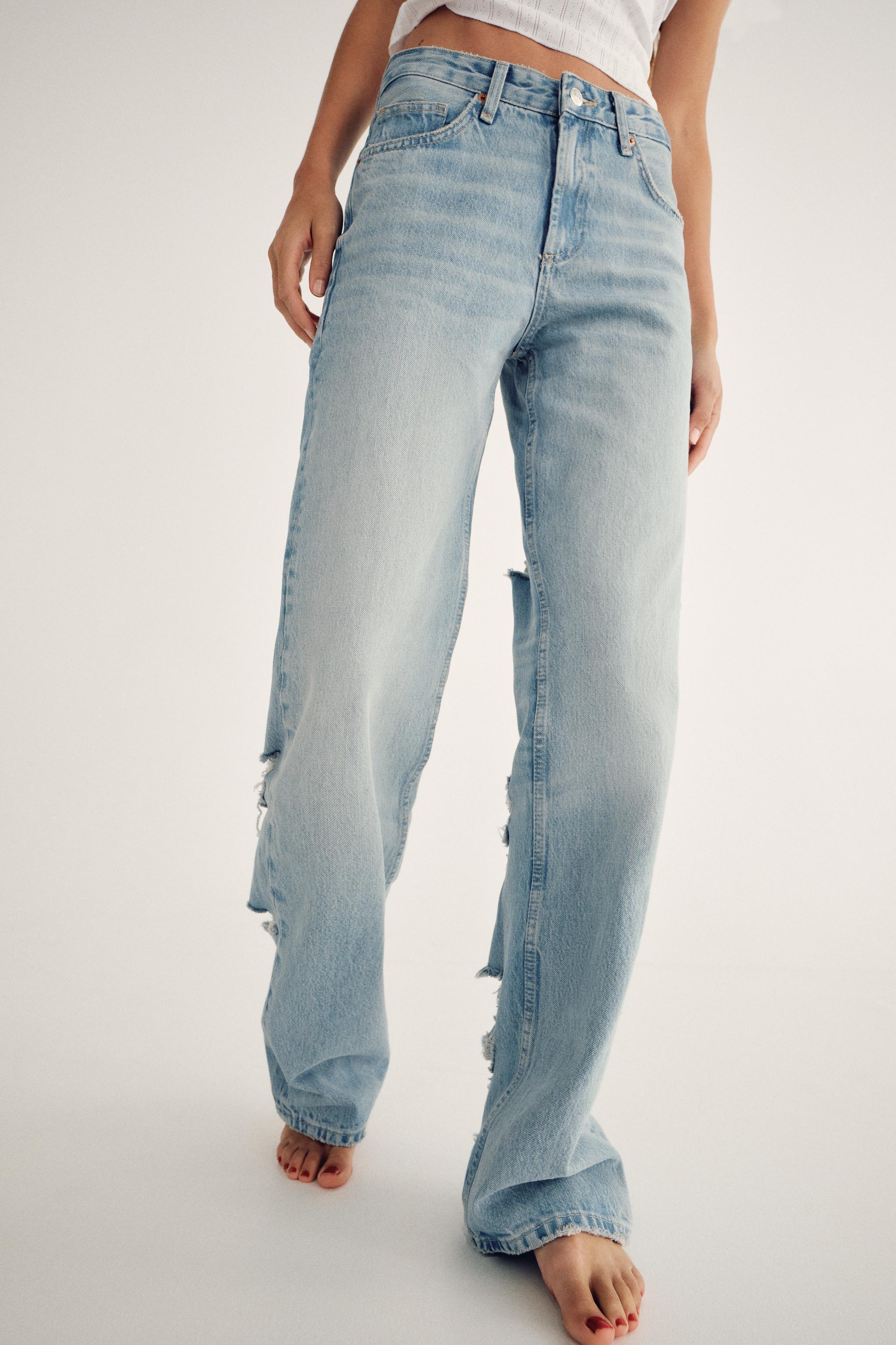 TRF MID-RISE WIDE LEG RIPPED JEANS Product Image