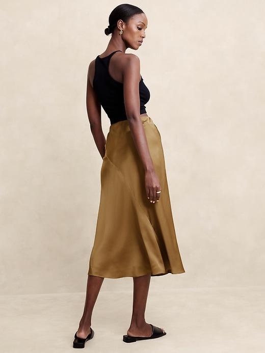 Hammered Satin Midi Slip Skirt Product Image