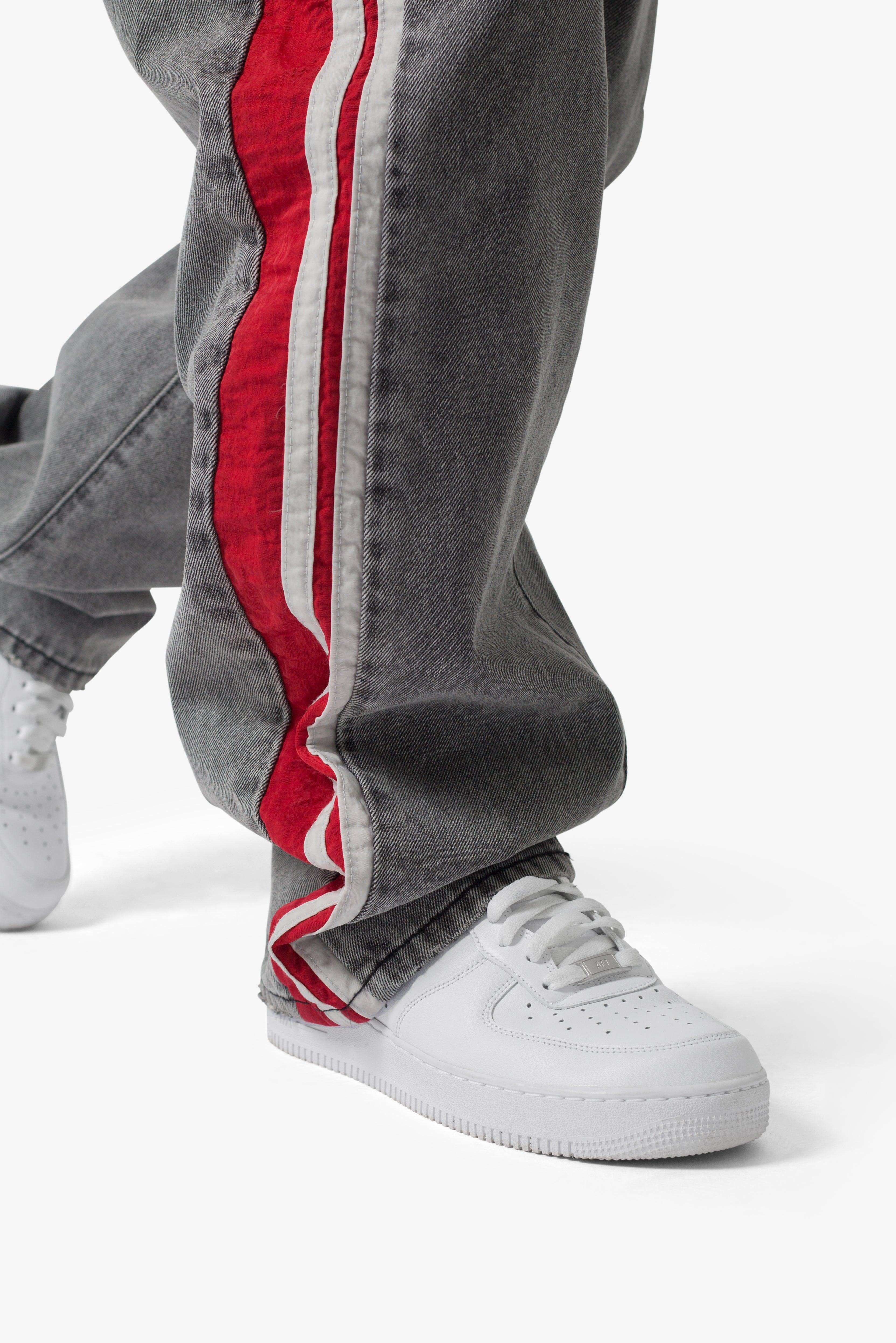 Ultra Baggy Stripe Denim - Black/Red Product Image