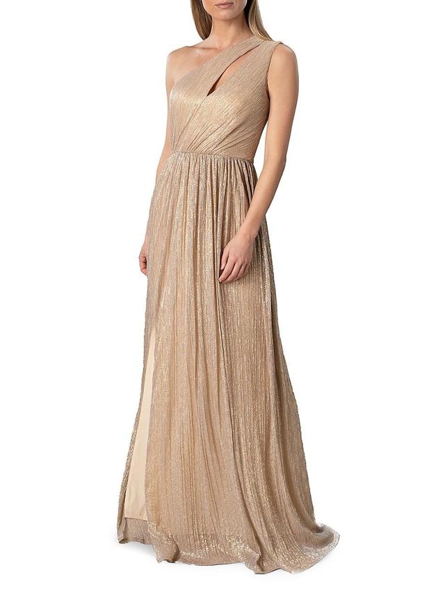 Dress the Population Kienna Shimmer Cutout Detail One-Shoulder Gown Product Image