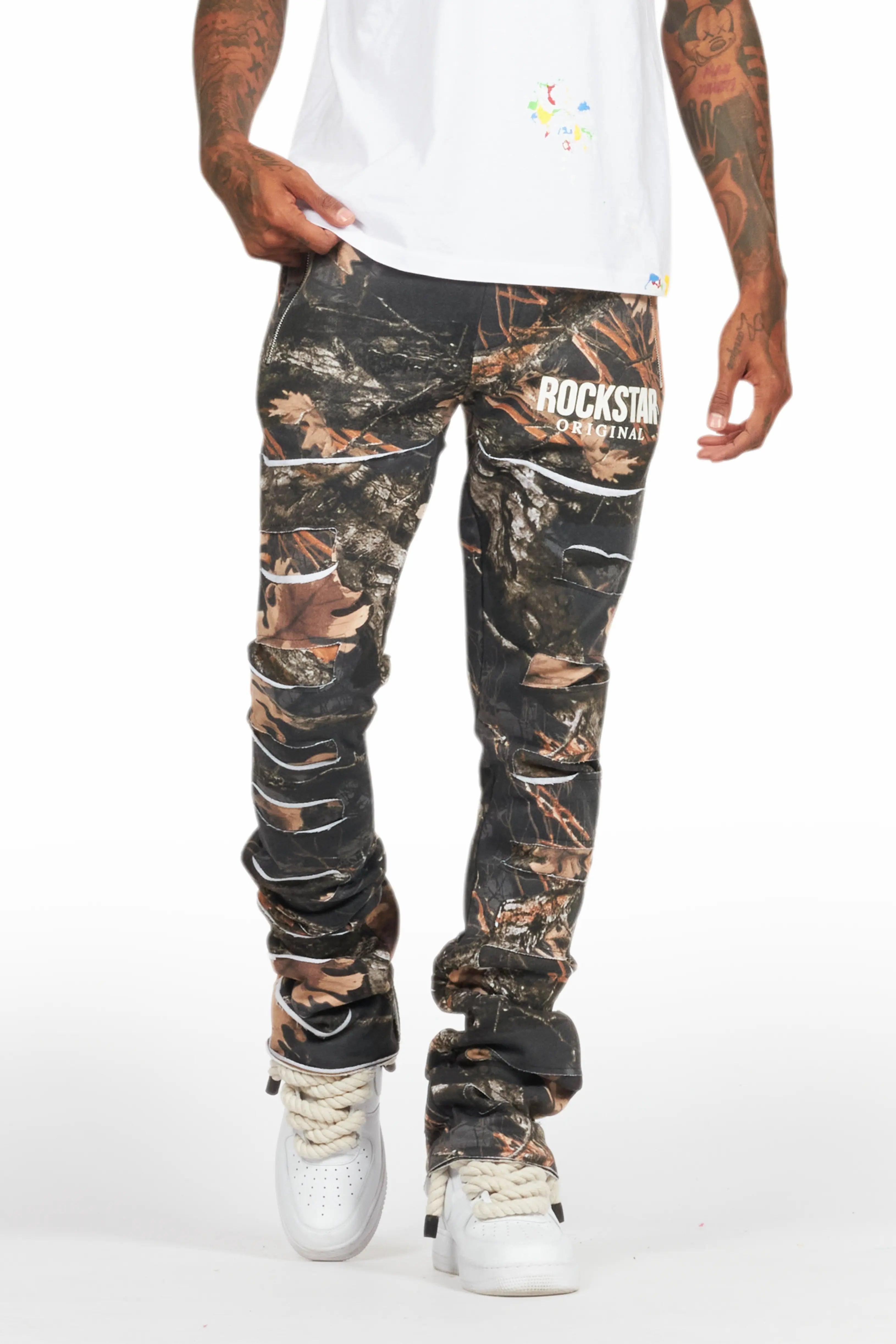 Emilio Black Tree Camo Stacked Flare Track Pant Male Product Image