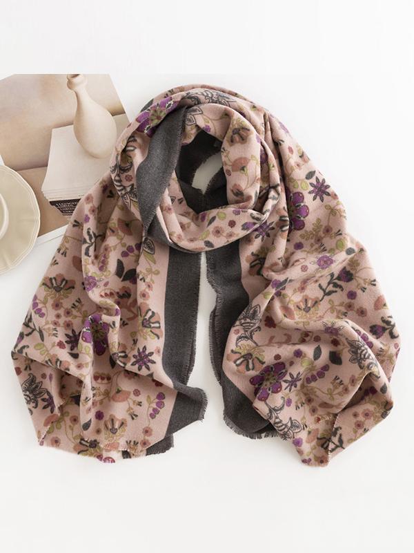 Flower Print Keep Warm Shawl&Scarf Product Image