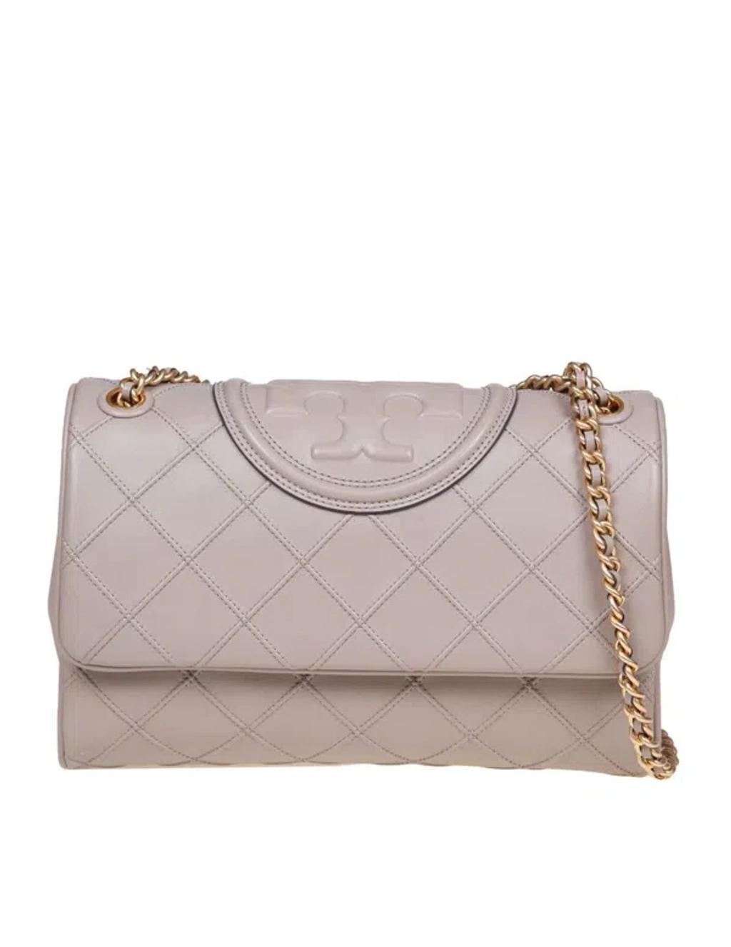 TORY BURCH Leather Shoulder Bag In Beige Product Image