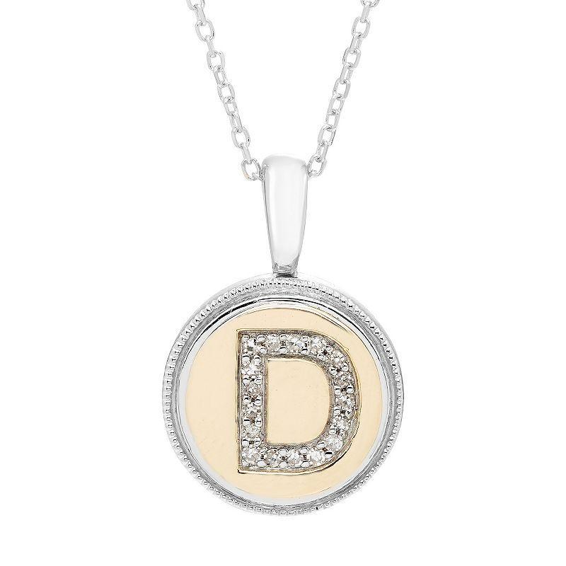 Its Personal 14k Gold Over Sterling Silver Diamond Accent Initial Pendant Necklace, Womens White Product Image