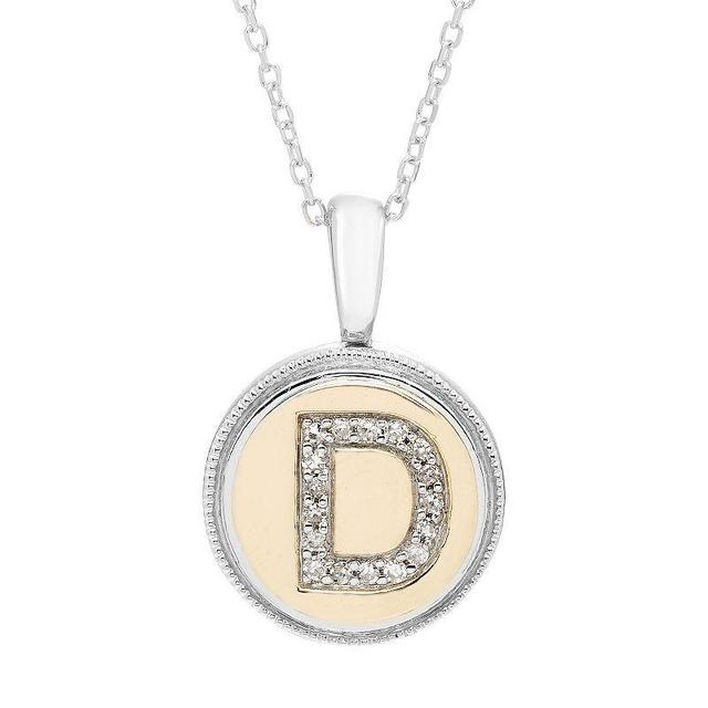 Its Personal 14k Gold Over Sterling Silver Diamond Accent Initial Pendant Necklace, Womens Two Tone D Product Image