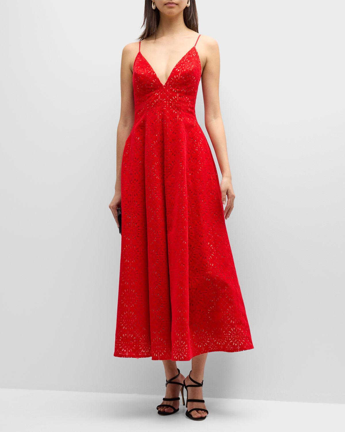 Eyelet Embroidered Midi Dress with Pockets product image