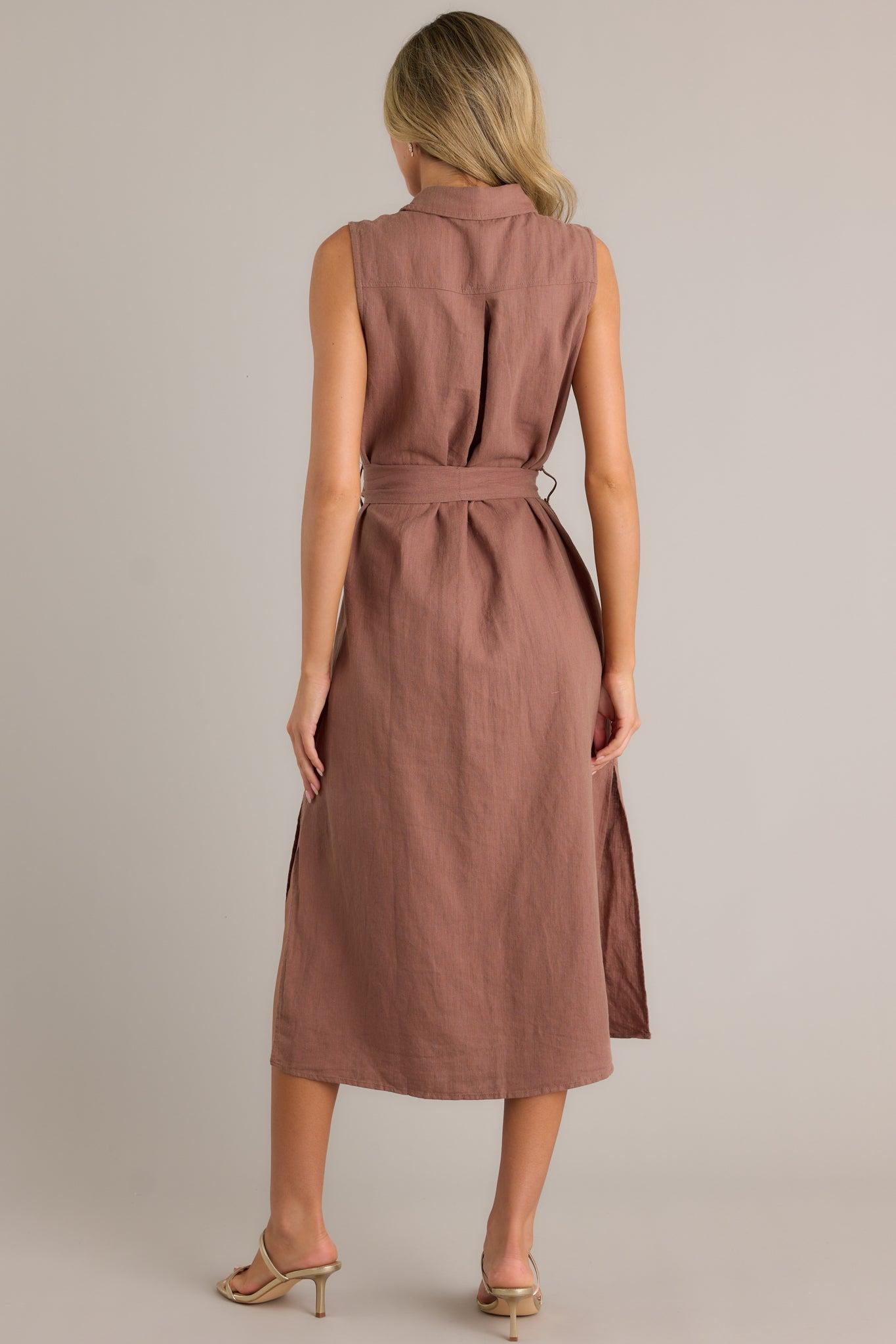 Timeless Grace Brown Tie-Front Midi Dress Product Image