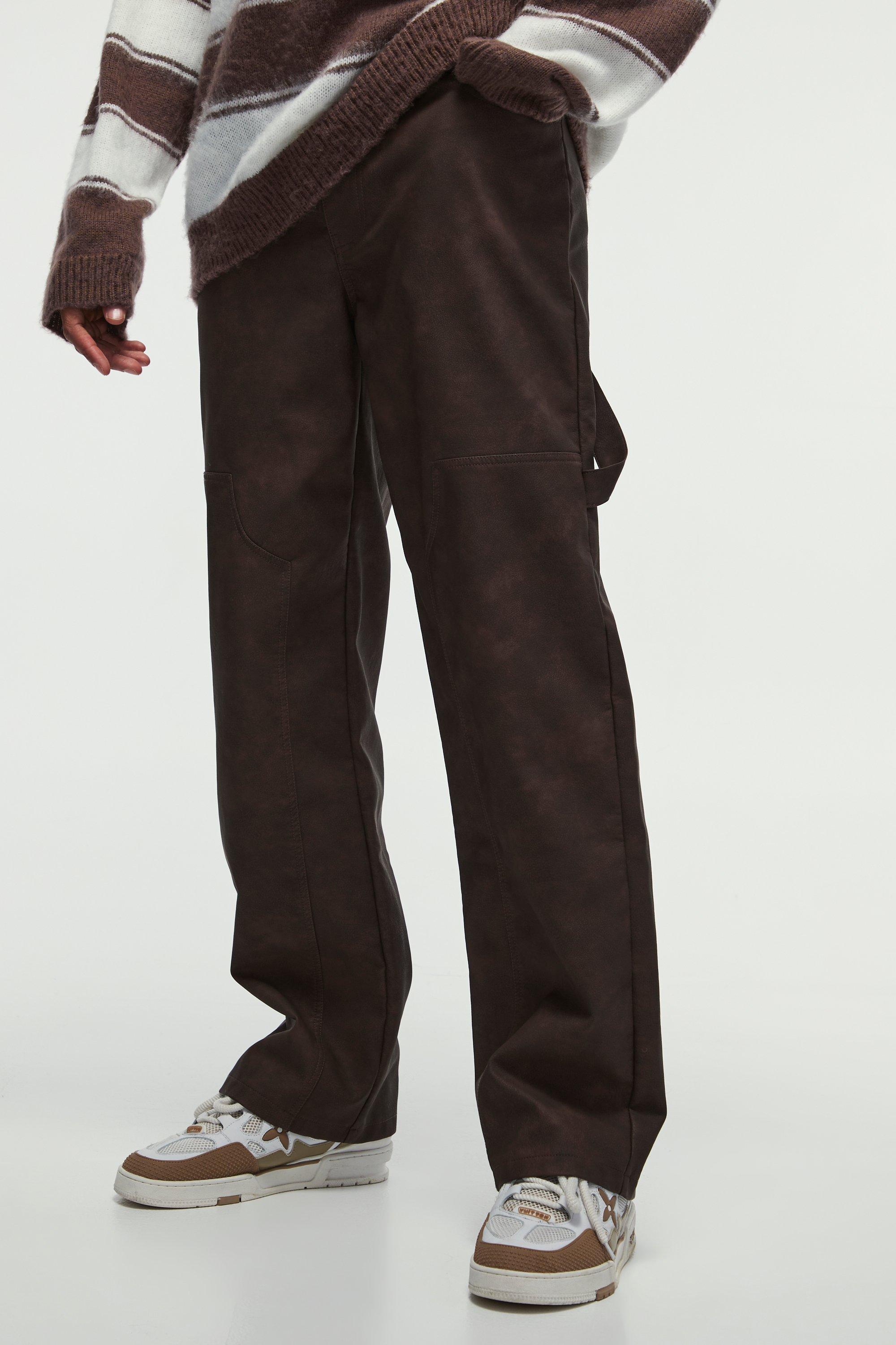 Relaxed Pu Carpenter Pants | boohooMAN USA product image