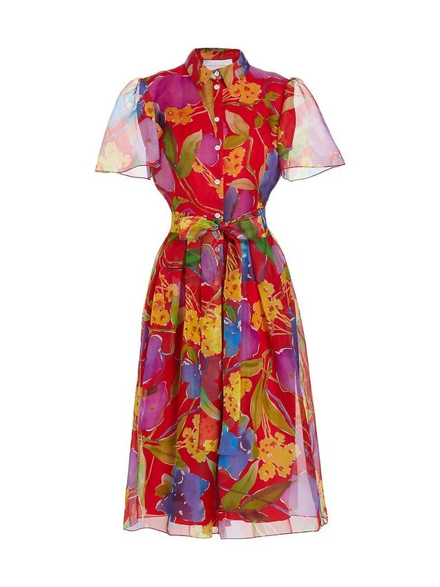 Womens Floral Silk Shirtdress Product Image