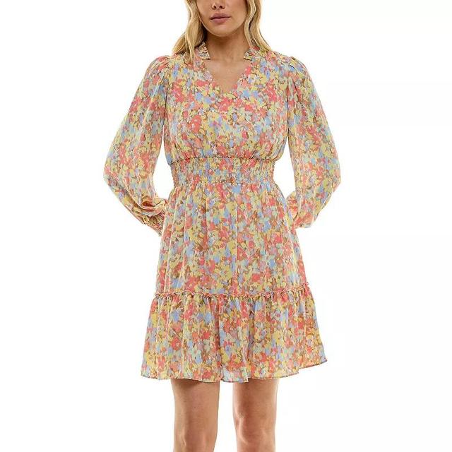 Womens Nanette Lepore Long Sleeve Printed V-Neck Dress Product Image