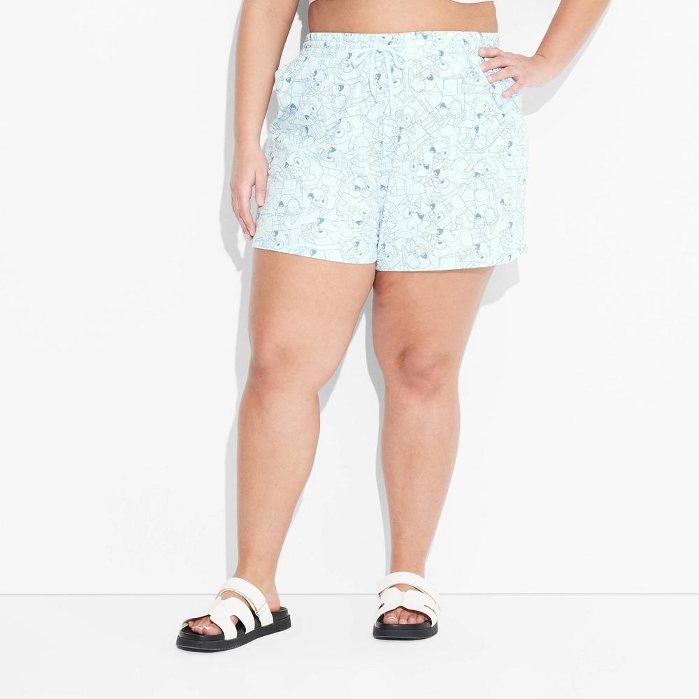 Womens Bluey Graphic Lounge Shorts - Blue Product Image