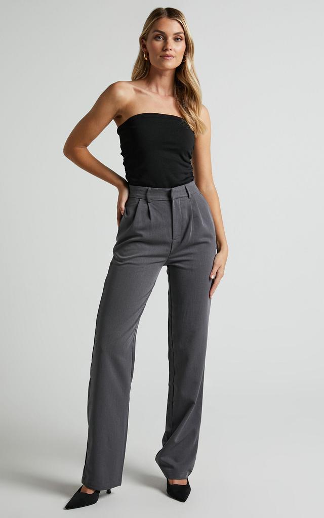 Lorcan Pants - High Waisted Tailored Pants in Charcoal Product Image