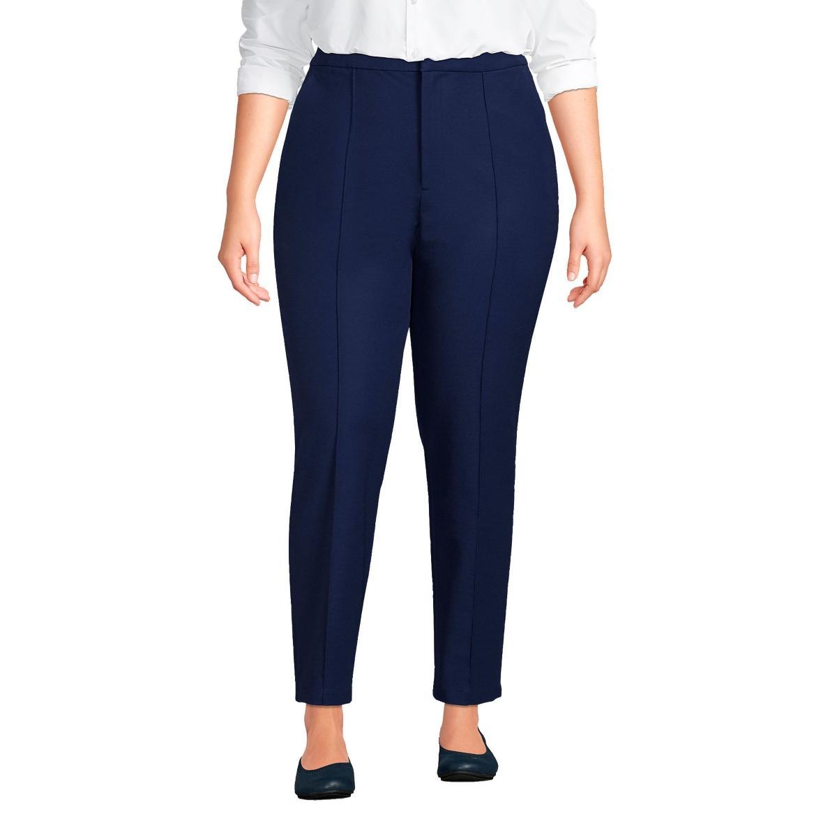 Plus Size Lands End High-Rise Stretch Pintuck Pencil Ankle Pants, Womens Product Image