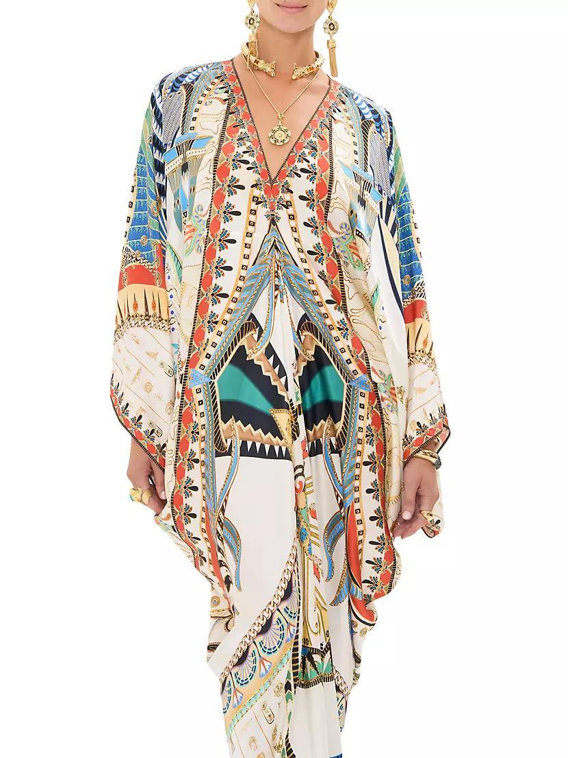 Abstract-Print Silk T-Shape Caftan Product Image