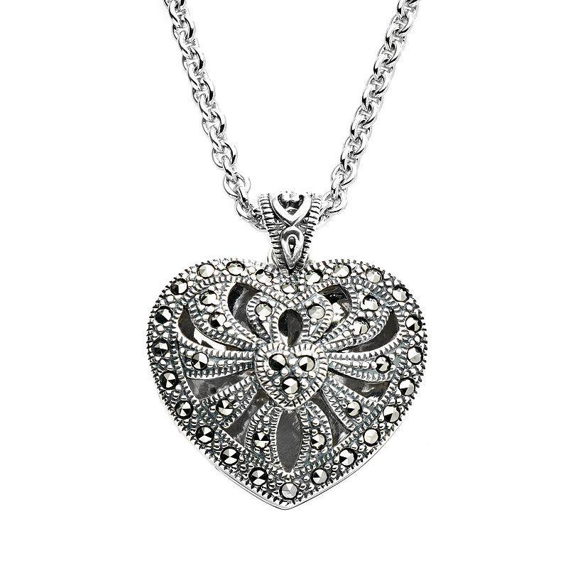 Lavish by TJM Sterling Silver Openwork Heart Locket, Womens Product Image