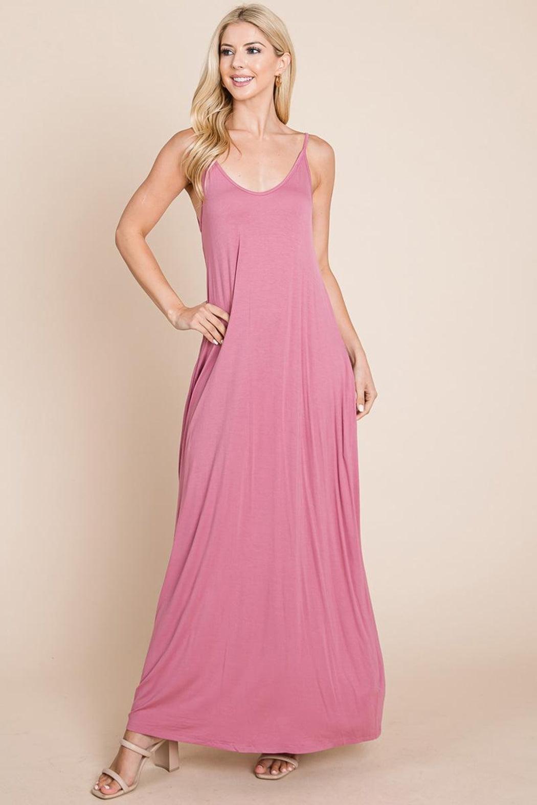 Light Cami Strap Pocketed Jersey Maxi Dress Product Image